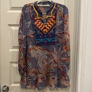 Soft Surroundings Floral Embroidered Boho eclectic Women's Top